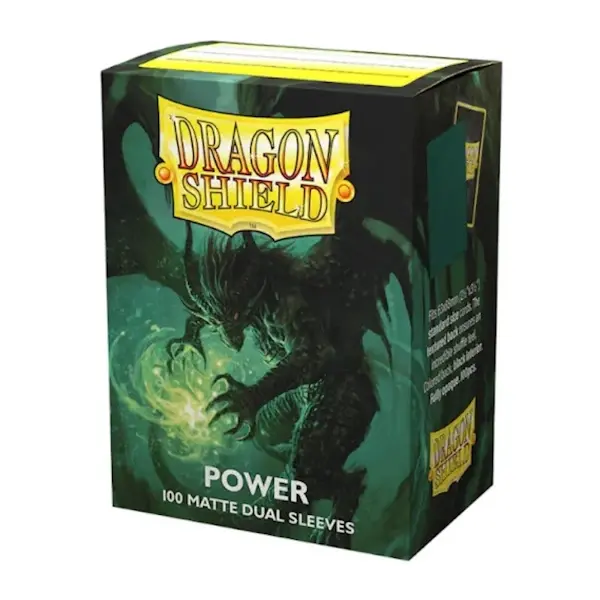 Exemplu de card în sleeve Dragon Shield Dual Matte Power cu interior negru