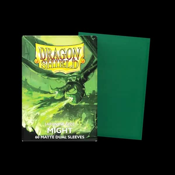 Sleeves Dragon Shield Japanese Size Dual Matte Might culoare verde închis 60 bucăți pentru Yu-Gi-Oh