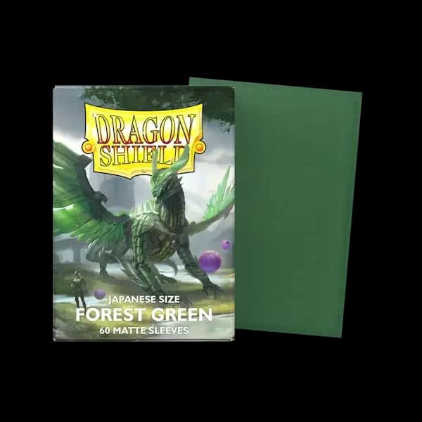 Sleeves Dragon Shield Japanese Size Matte Forest Green 60 bucăți pentru Yu-Gi-Oh