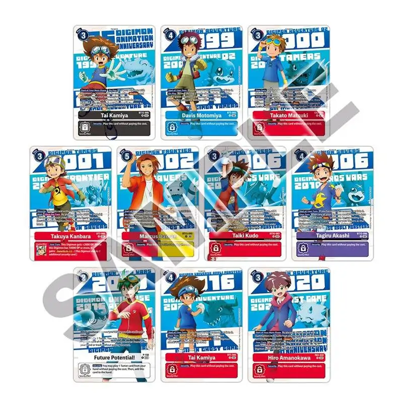 Prim-plan cu o selecție de cărți din setul aniversar Digimon Card Game, evidențiind ilustrațiile exclusive și designul special pentru aniversarea de 25 de ani.