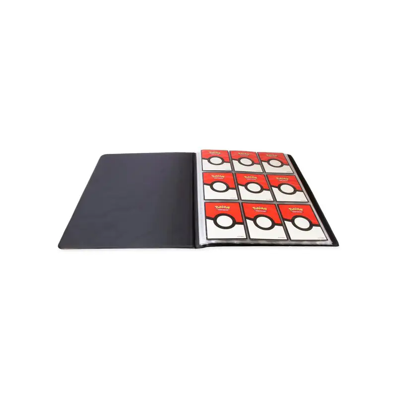 Albumul Ultra Pro Pokémon Scarlet & Violet 10 văzut dintr-un unghi, evidențiind cotorul subțire și designul compact, ideal pentru transport și depozitare.