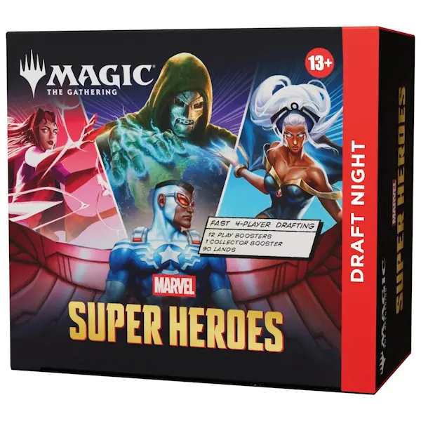 Conținutul setului MTG Marvel Draft Night pregătit pentru formatul Pick-Two Draft