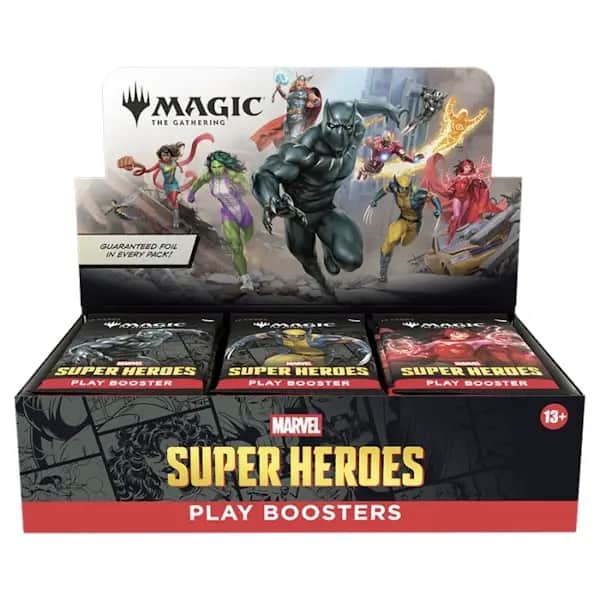 Cutie display Magic The Gathering Marvel Super Heroes Play Booster conținând 30 de pachete