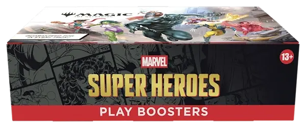 Cele 30 de pachete individuale Play Booster din cutia MTG Marvel Super Heroes