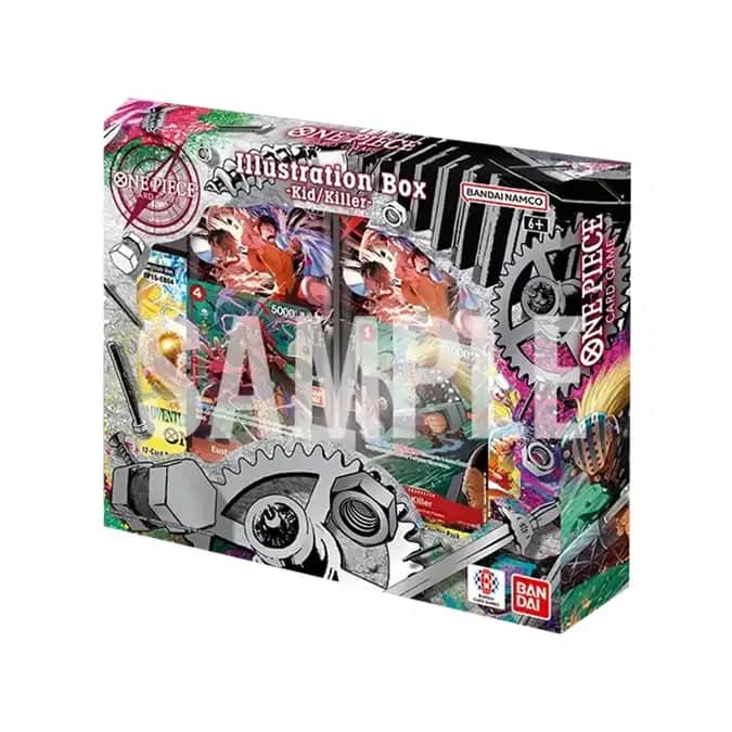 Cutia produsului One Piece Card Game Illustration Box Vol. 8, cu artwork vibrant ce îi prezintă pe Eustass Kid și Killer într-o postură de luptă.