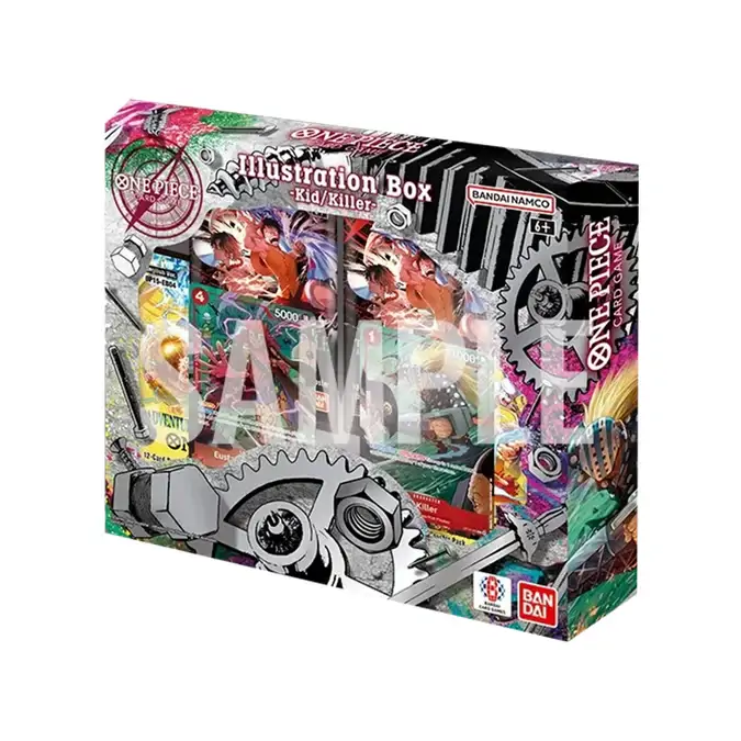 Cutia produsului One Piece Card Game Illustration Box Vol. 8, cu artwork vibrant ce îi prezintă pe Eustass Kid și Killer într-o postură de luptă.
