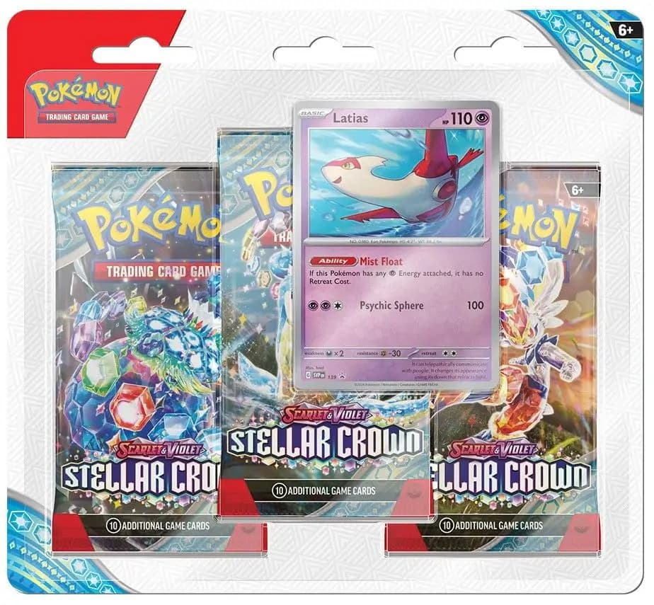 Pokemon Stellar Crown 3-pack Blisters Latias - imagine de prezentare