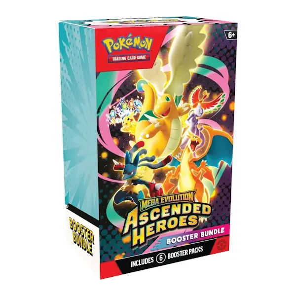 Pachet Pokémon TCG Mega Evolution Ascended Heroes Booster Bundle cu 6 pachete de cărți
