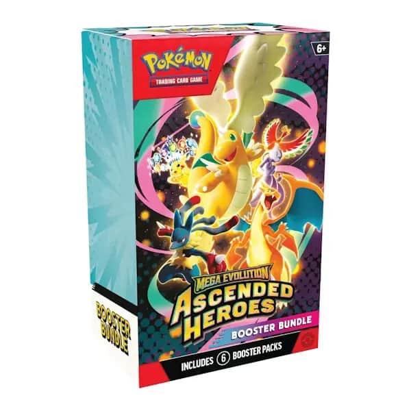 Pachet Pokémon TCG Mega Evolution Ascended Heroes Booster Bundle cu 6 pachete de cărți