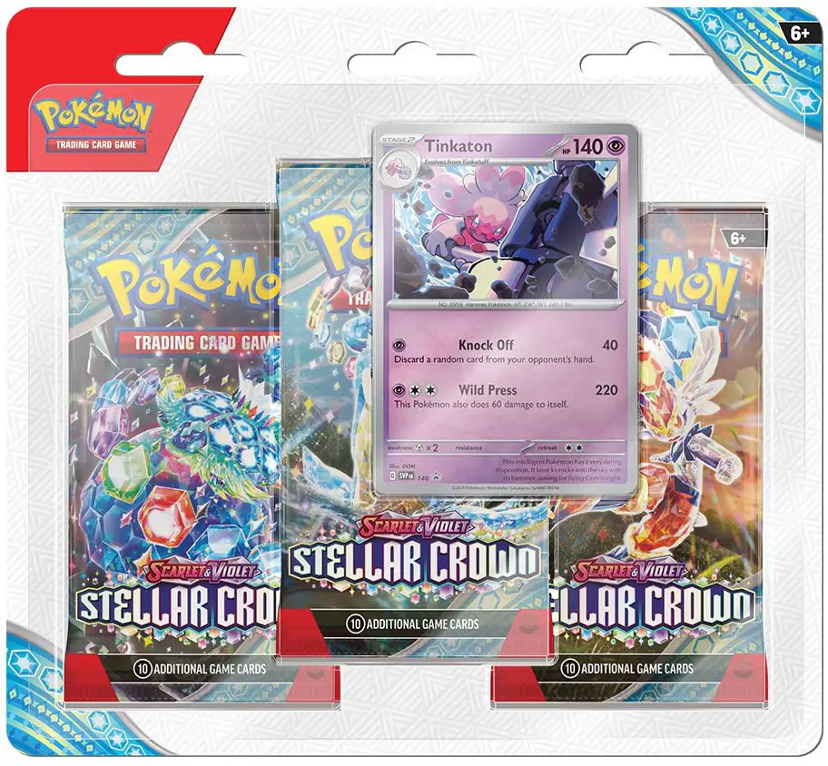 Pokemon Stellar Crown 3-pack Blisters Tinkaton - imagine de prezentare
