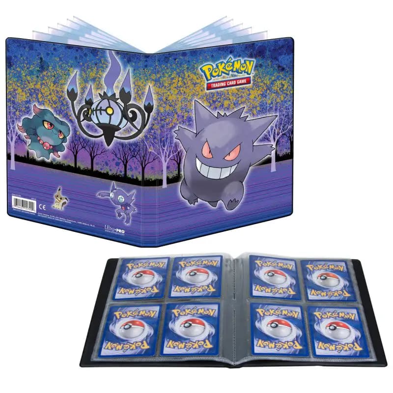 Coperta frontală a albumului Ultra Pro Pokémon Gallery Series - Haunted Hollow, ilustrându-l pe Gengar într-un design artistic vibrant și înfricoșător.