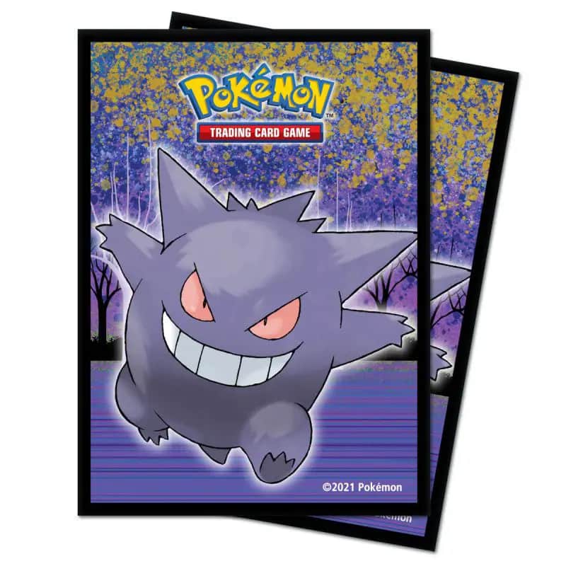 Ambalajul complet al foliilor de protecție Ultra Pro Pokémon din seria Gallery - Haunted Hollow, cu o imagine mare a lui Gengar pe un fundal întunecat și logo-ul oficial Pokémon TCG.